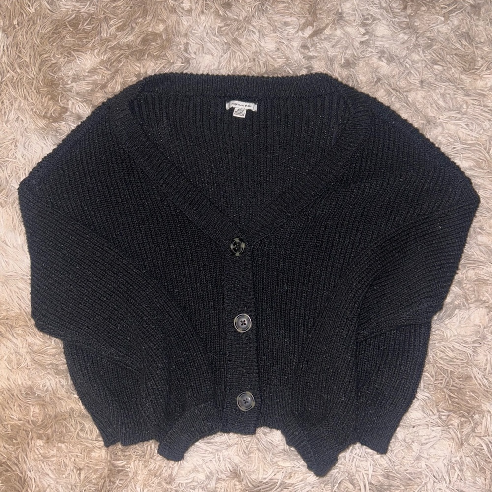 American Eagle Cropped Black Cardigan